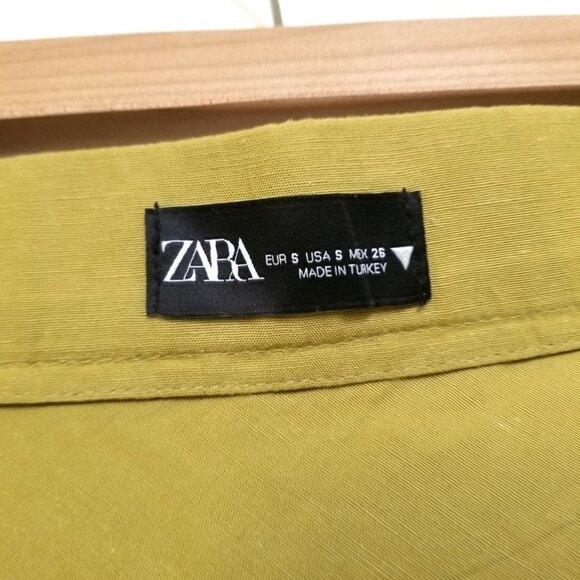NEW Zara Linen Blend A Line High Rise Micro Mini Skirt Chartreuse Green Small - Picture 3 of 9